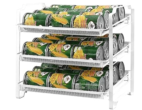 Image of BTideas Stackable Can Organizer Rack for Pantry, 3-Tier Metal Can Storage Rack, Space Saving Can Dispenser for Kitchen Cupboard, Canned Food Organizer Holds Multiple Sizes