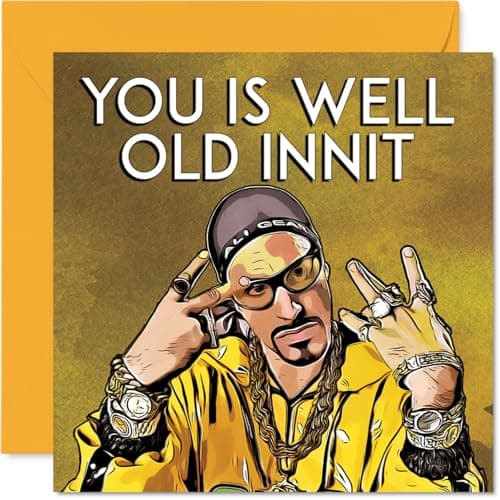 Image of Funny Ali G Birthday Cards for Men Women - Well Old Innit - Happy Birthday Card for Friend Auntie Uncle Brother Sister Mum Dad Son Daughter, 145mm Humour Joke Banter Bday Greeting Cards