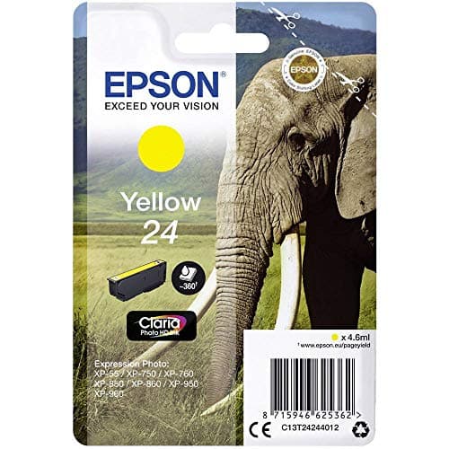 Image of Epson 24 Yellow Elephant Genuine, Claria Photo HD Ink Cartridge