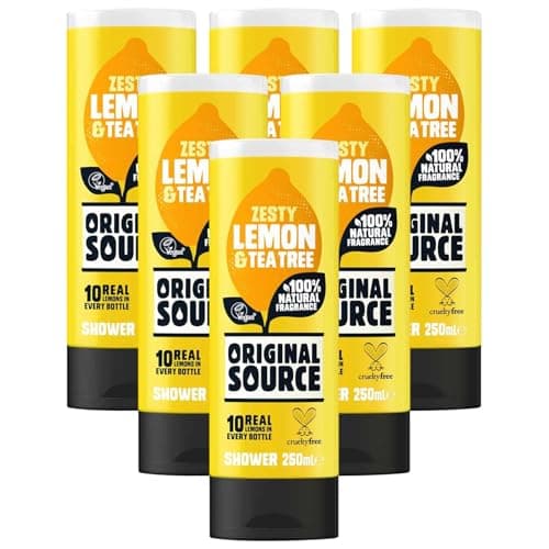 Image of Original Source Zesty Lemon & Tea Tree Shower Gel 100% Natural Fragrance, Vegan, Cruelty Free, Paraben Free (6 Packs)
