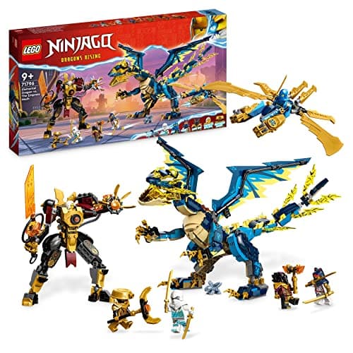 Image of LEGO NINJAGO Elemental Dragon vs. The Empress Mech, Large Building Toy Set with Dragon Toy, Action Figure, Ninja Flyer and 6 Minifigures, Dragons Rising Series Gift for Kids, Boys, Girls 71796