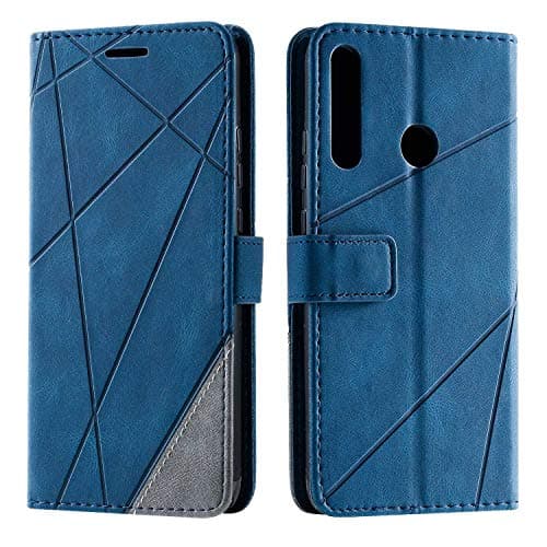 Image of SONWO Case for Huawei P40 Lite E Case, Premium Leather Flip Wallet Case Magnetic Closure Card Slots Kickstand Phone Case for Huawei P40 Lite E, Blue
