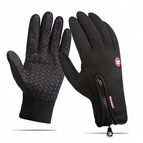 Image of Anti-slip Motorcycle Winter Warm Outdoor Sports Hiking Cycling Men Women Full Finger Touch Screen Gloves, XL /Plam width:3.54in, Black