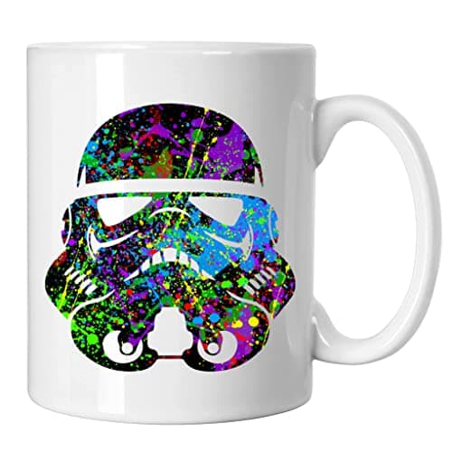 Image of GP-Tees Stormtrooper Helmet Paint Splash Sci Fi Movie Inspired Novelty Ceramic Mugs for Men, Women, Home & Work