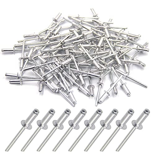 Image of BESTYCHAO 100pcs Aluminium Blind Rivet, Open End Rivet Pop Rivet, Pack of 100 4.8mm x 10mm (Silver)