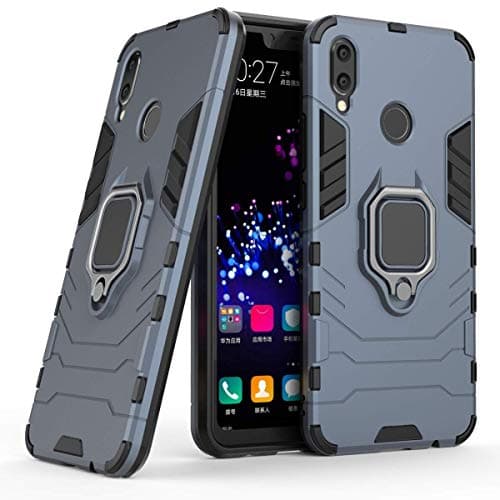 Image of Compatible with Huawei P Smart+ Case, Metal Ring Grip Kickstand Shockproof Hard Bumper Shell (Works with Magnetic Car Mount) Dual Layer Rugged Cover for Huawei P Smart Plus, Nova 3i (Navy Blue)
