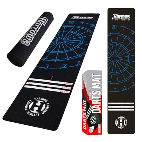 Image of Harrows Darts Mat And Darts Oche Mat 275cm x 65cm, Dart Mat For Floor With Oche Mat Markings, Non Slip Rubber Backing For Steel Tip And Soft Tip Practice