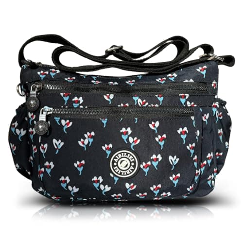 Image of AIBILIEI Crossbody bag for Women Waterproof Nylon Shoulder Bag Daily use handbags Purse Messenger Bag (1-Navy black) 