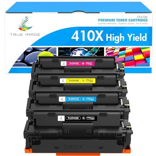 Image of TRUE IMAGE Compatible Toner Cartridge Replacement for 410X CF410X CF411X CF412X CF413X Laserjet Pro MFP M477fdw M477fdn M377dw M452nw M452dn M477fnw M452dw (Black,Cyan,Yellow,Magenta, 4-Pack)