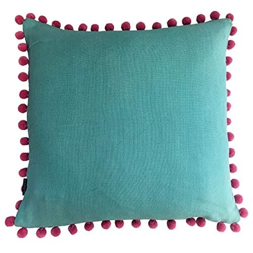 Image of Riva Home Mardi Gras Polyester Filled Cushion, Viscose, Aqua/Fuchsia