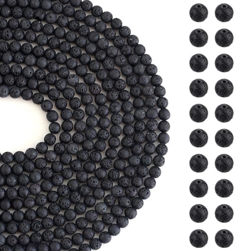 Image of HERZWILD 630Pcs Lava Natural Black Beads Round Gemstone Beads for Bracelets Necklace Jewelry Making (6mm)