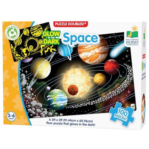 Image of The Learning Journey - Doubles Glow in The Dark-Space-Puzzle and Glow in the Dark Picture For Kids - Helps Child Development, Coordination and Problem-Solving Skills - 100 Pieces - For 3+ Years