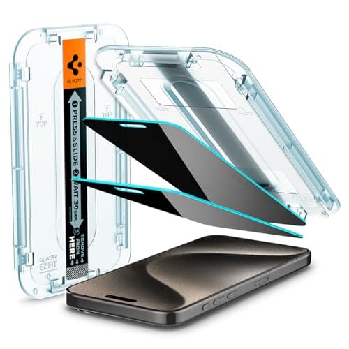 Image of Spigen EZ Fit Privacy Tempered Glass Screen Protector for iPhone 15 Pro Max (2 Pack)
