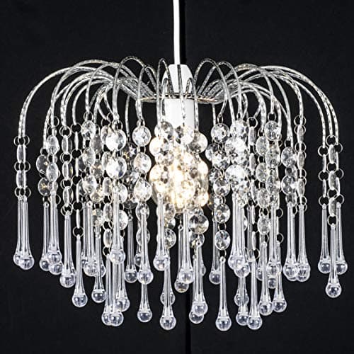 Image of Klass Home Teardrop Acrylic Light Shade | Ceiling Light Shade | Lamp Shade | Chandeliers Ceiling Light | Chrome Finish Pendant Light Shade for Living Room Light Shades Ceiling Bedroom Kitchen Hallway