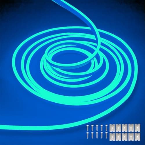 Image of Balabaxer Ice Blue neon LED Strip Lights, 16.4 ft/5m 12V DC 600 SMD2835 LEDs Waterproof Rope Light for Indoor and Outdoor Home Decoration (no Power Adapter Included).