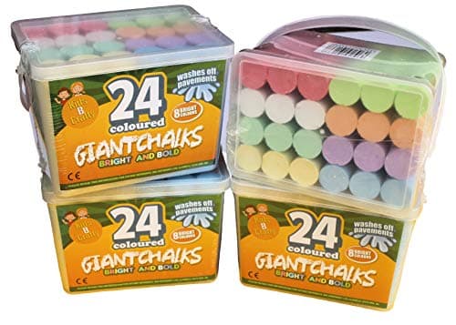 Image of Outdoor Coloured Chalk for Kids – 96 Jumbo Pavement Chalk Sticks – Giant Washable Chalks for Garden, Playground, Sidewalk & School Bulk Packs