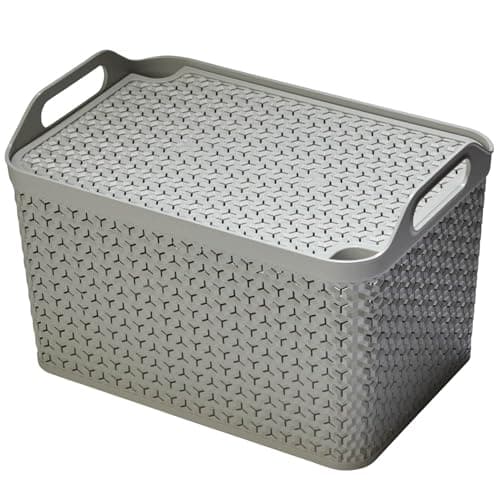 Image of Large Urban Basket With Lid - Grey - Bring Some Stylish Storage Into Your Home - The Perfect Home Storage Solution For Any Room In The House - Dimensions: 29 X 30 X 43.5cm