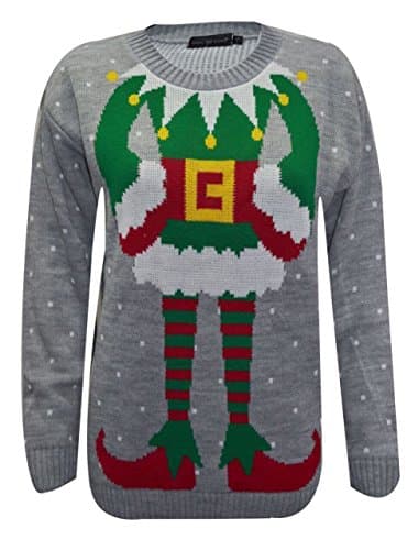 Image of STAR FASHION Women/Ladies Men Unisex Christmas Jumper Knitted Xmas Sweater-Joker Grey UK Size 20-22