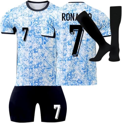 Image of Kids Football Kit 24/25 Home/Away Boy's Soccer Jerseys Football Kits for Boys Youth Trainshirts T Shirt, Short and Socks Set Fans Football Birthday Gifts for Boy Kid