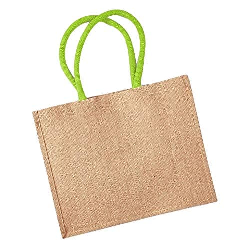 Image of Westford Mill W407 Jute Classic Shopper - Natural/Lime Green
