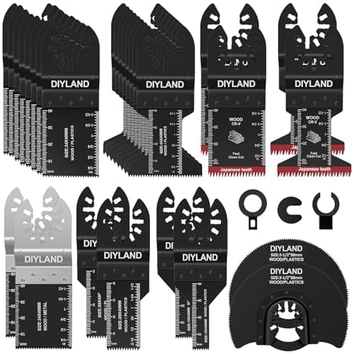 Image of DIYLAND 31PCS Multi Tool Blade Set, Universal Oscillating Saw Blades, Oscillating Tool Accessories for Wood Metal Cutting, Multitool Blades fit Makita, Milwaukee, Dremel, Ryobi and More