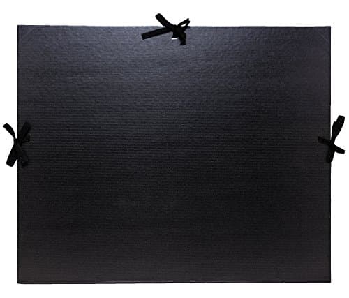 Image of Exacompta - Ref 25738E - Kraft Portfolio with Fabric Tie Ribbons - 320 x 450mm in Size, Suitable for Storing A3 Documents, Expanding Spine, Ribbon Closure - Black