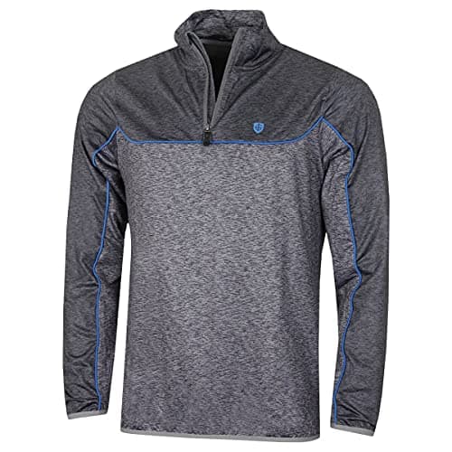 Image of Island Green IGTL2010 Men's Golf Contrast Yoke 1/4-Zip Wicking Breathable Top Layer, Grey Marl/Charcoal Marl, X-Large
