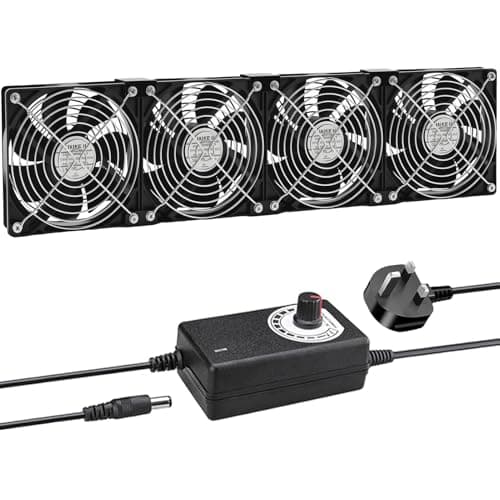 Image of Joycabin 4 x 120mm Computer Fan, Computer Cooling Fan with AC Plug 220V PC Fan DC 4V 5V 12V Adjustable Speed Brushless Cooling Fans for PC, Computer, Server Cabinet, TV Box, AV Cabinet, Router
