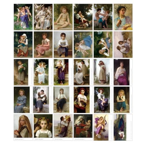 Image of HOSTEESSCHOICE Beautiful Art Postcards set of 30 French Artist William-Adolphe Bouguereau Post card variety pack Famous Painting Scenery