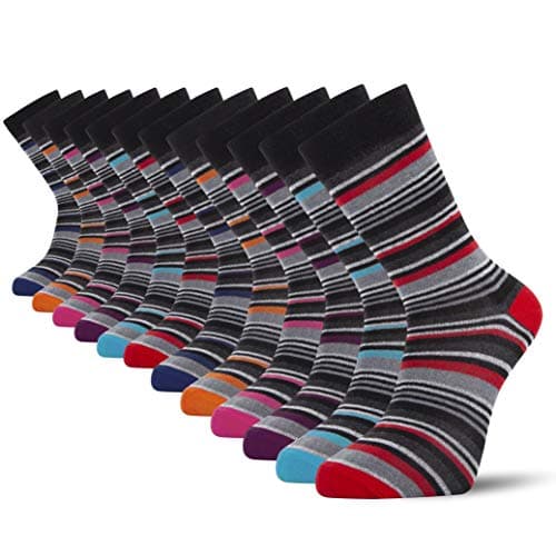 Image of Cob Stallion- 12-Pack Multi-Stripe Men's Socks, Multicoloured, Multipack 6-11 UK (12 Pairs Multistripe)