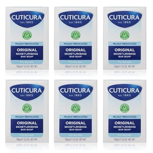 Image of CUTICURA Mildly Medicated Bar Soap 100g 6 PACK VALUE. Skin Soothing Anti-bacterial. Allantoin & Glycerin to Prevent Minor Infections & Irritations. Hand, Face & Body