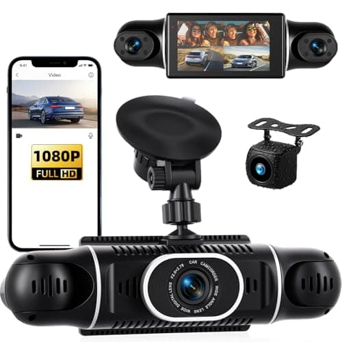 Image of Zomolither 4 Channel Dash Cam, 1080P Front and Rear Inside 360° View FHD Dash Cam for Car, WiFi APP Control, 3” IPS Screen Night Vision, Loop Recording, G-Sensor, Parking Monitoring