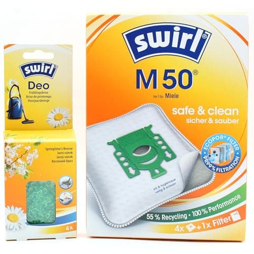 Image of PakTrade 4 Vacuum cleaner bags + deodorant pearls compatible with Miele Compact C2 PowerLine, Compact C2 Serie, compatible with Swirl M50 - M 50, air freshener, accessories, spare parts
