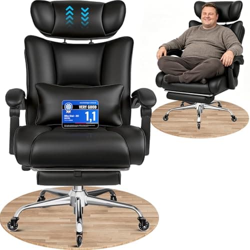 Image of BASETBL Executive Office Chair 440lbs Heavy Duty, Big and Tall Ergonomic Computer Desk Chair with 60cm Wide Spring Seat, Adjustable Headrest, Lumbar Support, Footrest & Synchronized Armrests,Black XXL