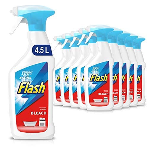 Image of Flash Multi Purpose Bleach Spray, Floor Cleaner & Grease Remover, Crisp Lemons, 4.5 litres (450 ml x 10)