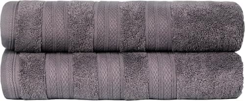 Image of MELLUVA Bath Towels, 2 Pack | 100% Turkish Cotton | Highly Absorbent Heavyweight 600 GSM | Soft Smooth Bathroom Shower Towels | Sustainably Made | Dow Grey
