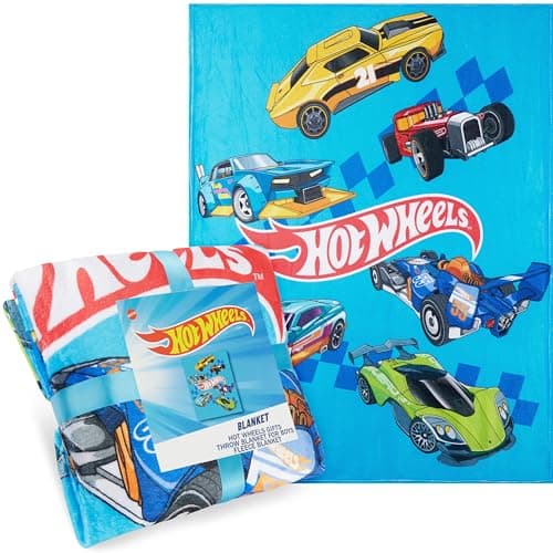 Image of Get Trend Hot Wheels Fleece Blanket 130x150cm, Super Soft Cosy Throw Blanket for Bed & Sofa, Warm Lightweight & OEKO-TEX Certified, Gifts for Boys (Multi Hot Wheels)
