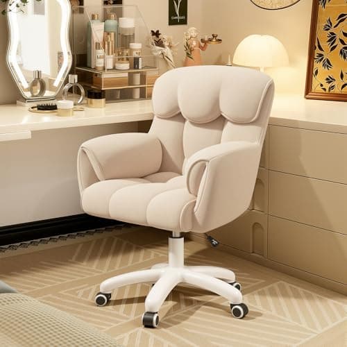 Image of Aivermeil Ergonomic Office Chair, Height-Adjustable Desk Chair with Armrests, 360° Swivel Function, Velvet Cover, for Home Office and Office, Load Capacity up to 150 kg, Beige