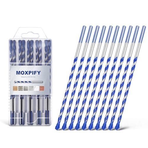 Image of MOXPIFY 10pcs 6mm Masonry Drill Bit 150mm Extra Long, Tungsten Carbide Tip Concrete Drill Bits for Brick Wall Tile Porcelain (6mm x 150mm x 10, Tri. Shank)