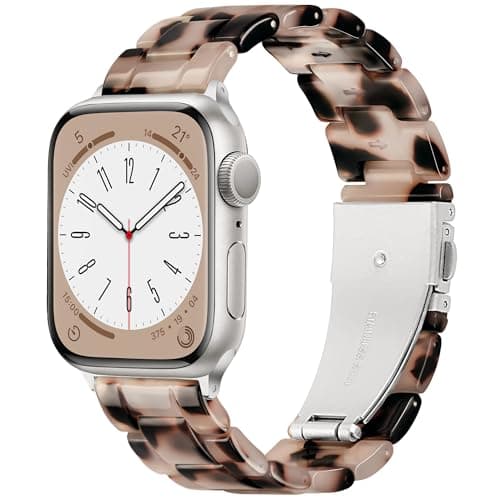 Image of Vamyzji Compatible with Apple Watch Straps 42mm(Series 11 10)41mm 40mm 38mm, Light Resin Tortoise Waterproof Sport iWatch Strap with Stainless Steel Clasp for Apple Watch Series 11 10 SE 9 8 7 6 5 4 3
