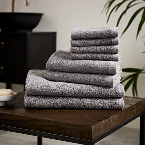Image of Catherine Lansfield Quick Dry Cotton 8 Piece Towel Set Grey