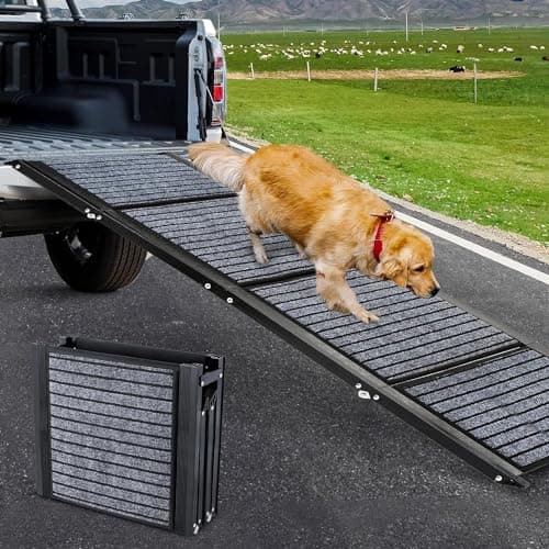 Image of Snagle Paw Longest 180cm Dog Car Ramp,Protable Stairs for Large Dogs with Anti-Slip Rug Surface,Folding Pet Ramp Stairs Up to 140KG Pet Step for Medium & Large Dogs Get Into a Car, SUV & Truck