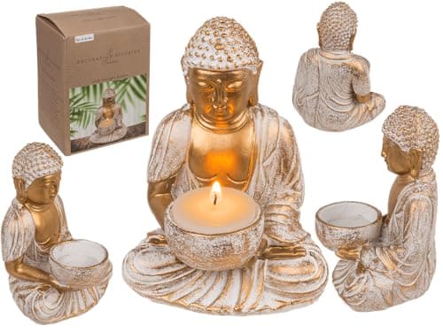Image of Out of the blue Decorative Buddha Figurine with Tea Light Holder Approx. 10 x 8.5 x 14 cm