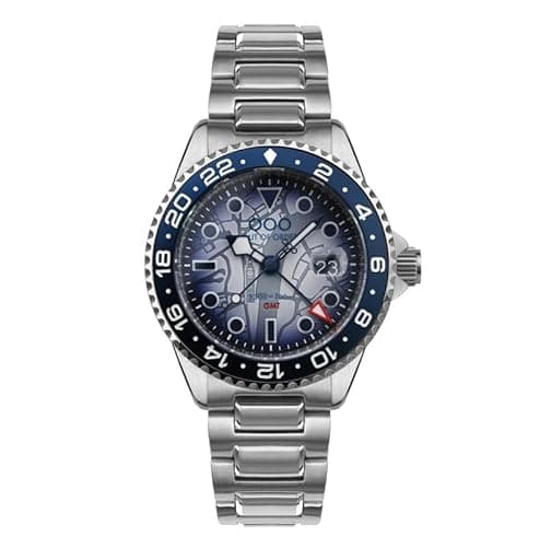Image of Out of Order GMT London Big Ben Swiss Made Quartz Date Grey Blue Sapphire Men's Watch