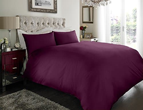 Image of Sapphire Collection 100% Egyptian Cotton 200 Thread Count Duvet Cover With Pillow Case Bedding Set (Aubergine, King)