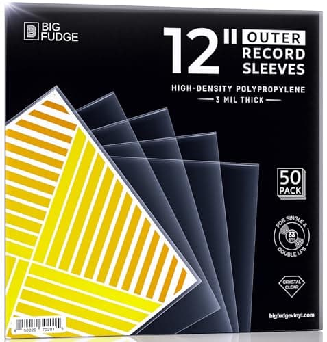 Image of Big Fudge Vinyl Record Outer Sleeves - 50x Crystal Clear LP Album Covers in High-Density Polypropylene - Transparent Protective Cover for 12" Records - 3 mil Thick - Vinyl Record Sleeves