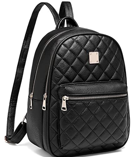 Image of Myhozee Backpack Womens Fashion Leather PU Rucksack Lightweight Daypack School Bag Travel Small Backpack Handbag for Ladies & Girls(Black)