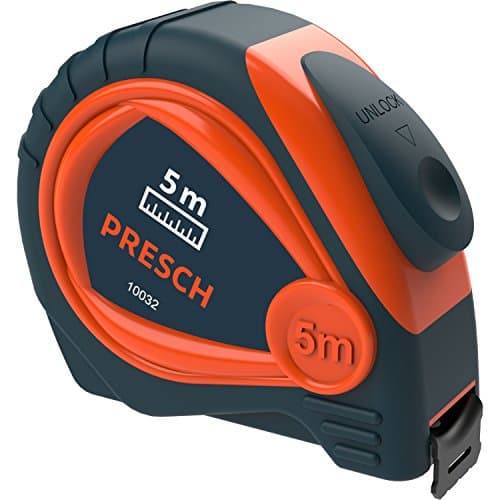 Image of Presch Tape Measure 5m - Robust & Professional - with Stable Metal Belt Clamp, Metric Only and Retractable Measurement tape
