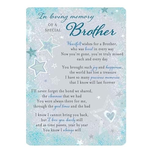 Image of Graveside Memorial Card Remembrance Verse Plastic Coated Grave Graveside Card - 120 x 165 mm - Special Brother 0998