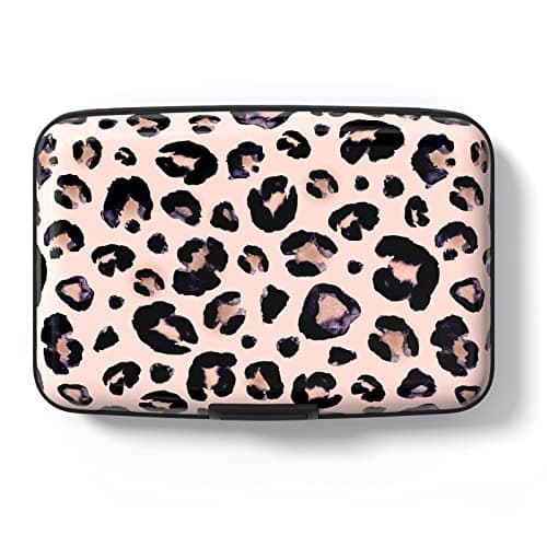 Image of Hsxnam Credit Card Holder Wallet, RFID Blocking Credit Card Case Aluminum Metal Cute Business Card Holder Pocket ID Case for Women Men, Pink Leopard
